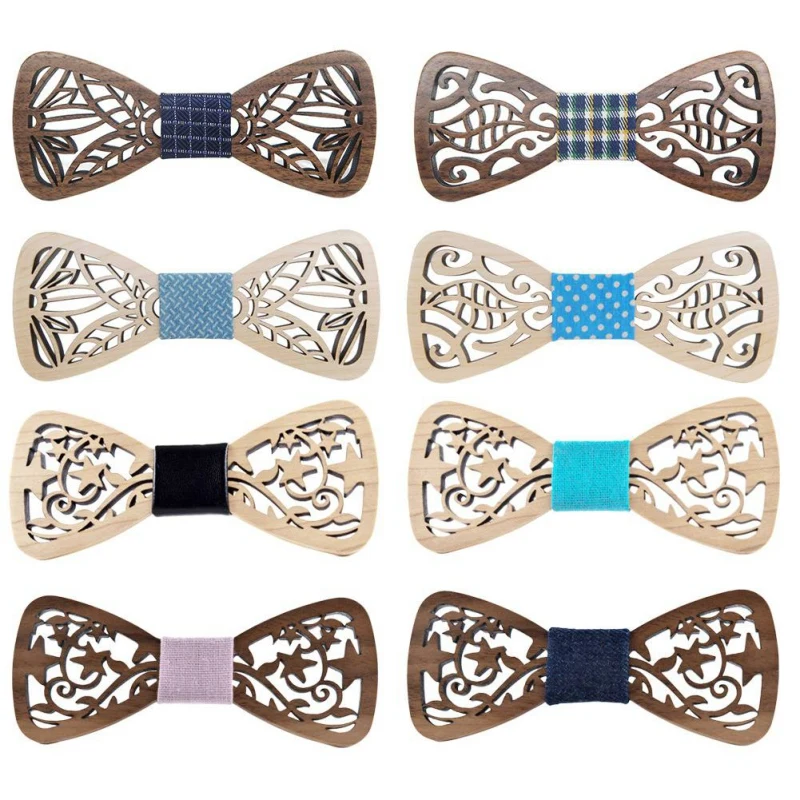 Подарок для маленьких мальчиков и мужчин, деревянный галстук-бабочка с цветами, уникальный дизайн, выгравированный галстук-бабочка для свадебных вечеринок