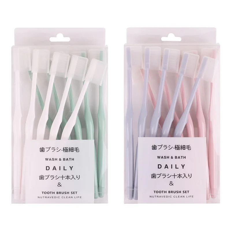 

Macarons Japanese-style Mixed Colors Toothbrush Transparent Boxed Wechat Business Douyin MUJI-style Elegant Color Adult Simple T