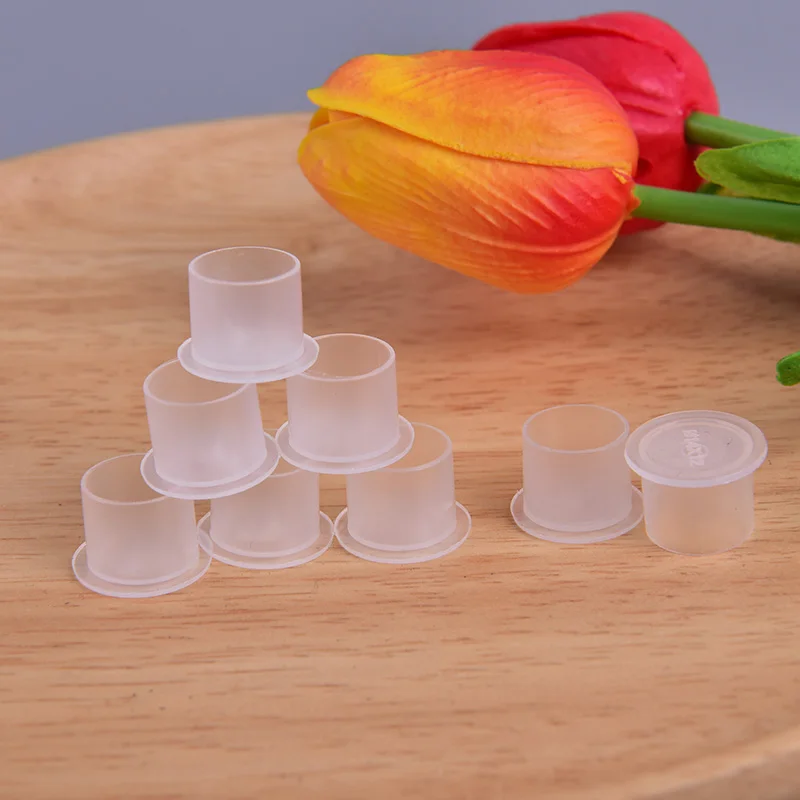 100pcs Microblading Tattoo Ink Cup Cap Pigment Clear Holder Container For Needle Tip Grip Power Supply S/M/L Size | Красота и
