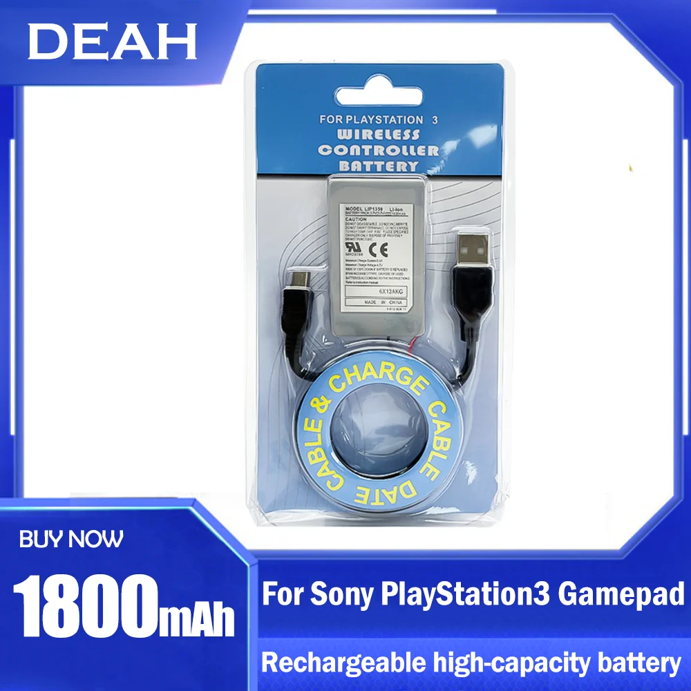 3.7v 1800mah Rechargeable Battery With Usb Charger Cable For Sony Ps3