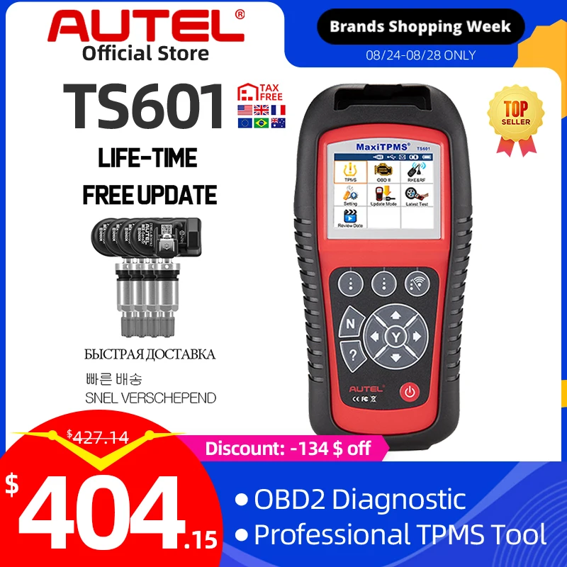 AUTEL MaxiTPMS TS601 OBD2 диагностический инструмент TPMS перепрограммирование MX датчики 433 315