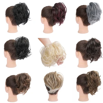 

Women Thick Messy Curly Hair Bun Extension Scunchie Updo Cover Chignon Hairpiece Ponytail Holder Elastic Chignon Hair Extensions