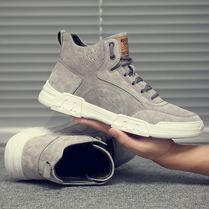 

Athletic Shoes Men Versatile Hight-top Spring Trend New Style Skate Shoes British Style Sea Polly Unlined Versatile Trendy Shoes