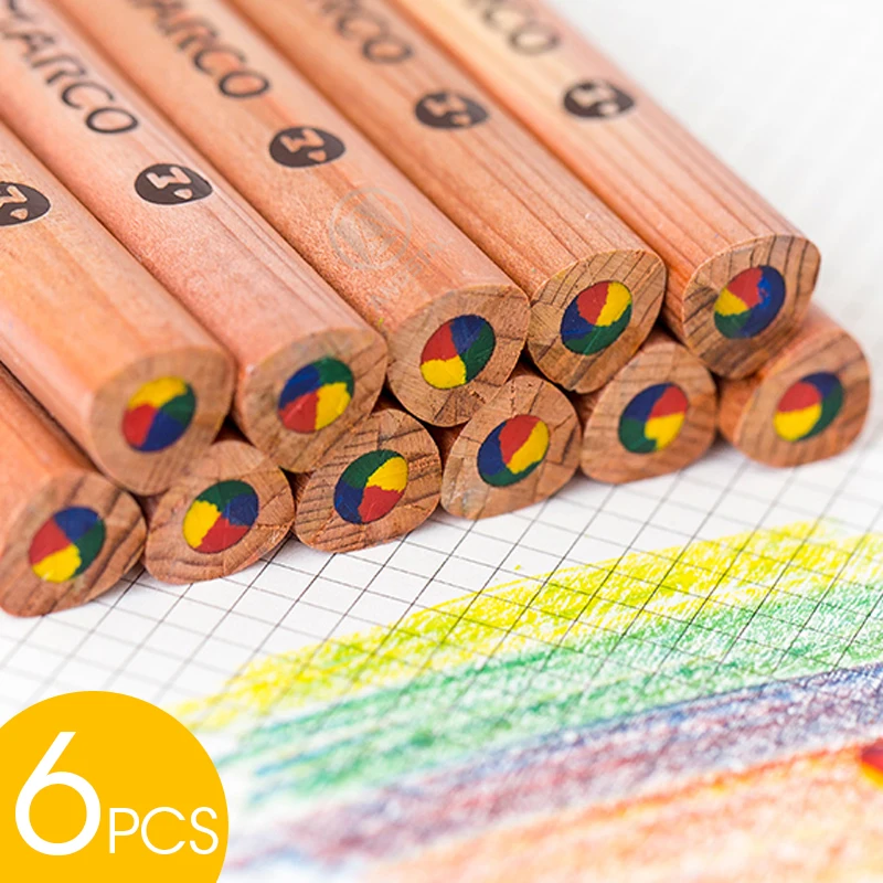 Marco 6pcs/set New Rainbow Color Pencil For Kids 4 Colors In 1 Andstal