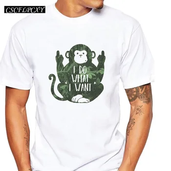 

Sitting Monkey Men T-Shirt 2019 Summer Short Sleeve T Shirt Fashion I Do What I Want Printed Tee O-Neck Casua; Tops