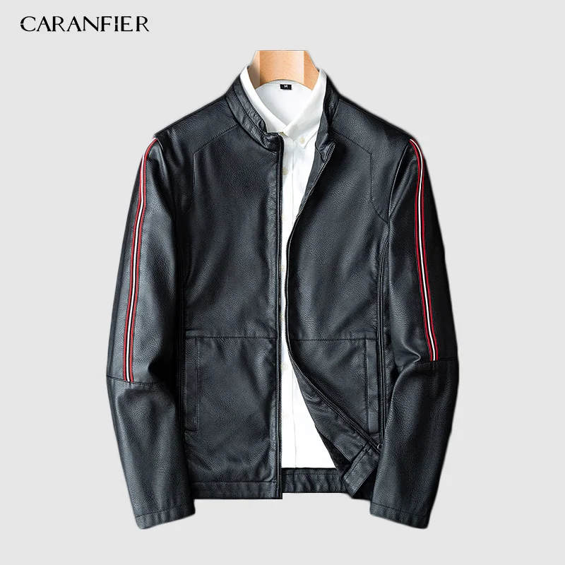 Бренд CARANFIER 2019 Осень-зима повседневная куртка из искусственной кожи на молнии