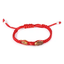 Feng Shui cadena roja de la suerte de madera doble encanto pulsera pescado para hombres mujeres buena suerte riqueza encanto pulseras Dropshipping(China)