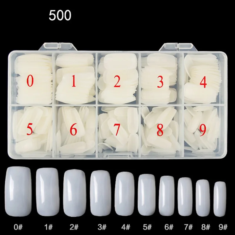 Full Nail Tips Накладные шаблоны для ногтей 500 шт Набор насадок для ногтей французские Советы для нейл-арта шаблонные штампы Набор тарелок акриловый искусственный кончик ногтя практика - Цвет: Full Nail Tips