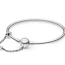 Аутентичный 925 пробы серебряный браслет в горошек украшенный камнями шар застежка браслет подходит для женщин шарик шарм Diy ювелирные изделия