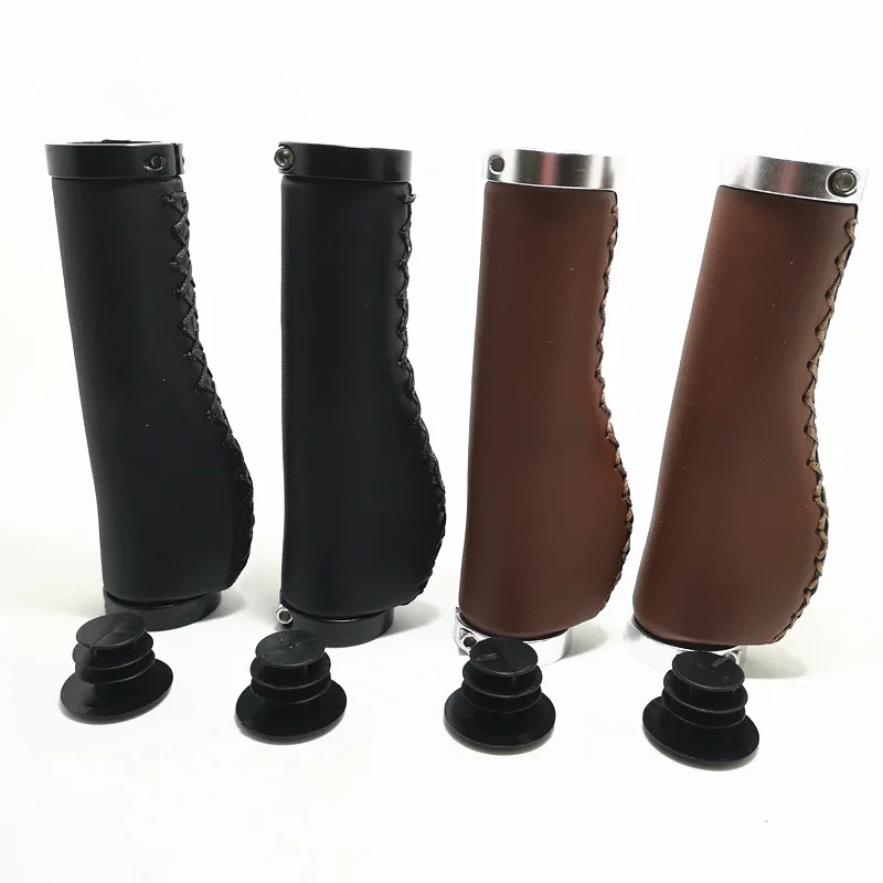 G40 Retro bicycle leather Grips handle set dead fly mountain bike grip comfortable PU material Handlebar cover Casual