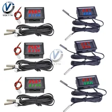 Termómetro Digital de doble pantalla, controlador de temperatura con sonda de Metal impermeable NTC para interior, DC 4V-28V, Mini 3 Bits/4 Bits