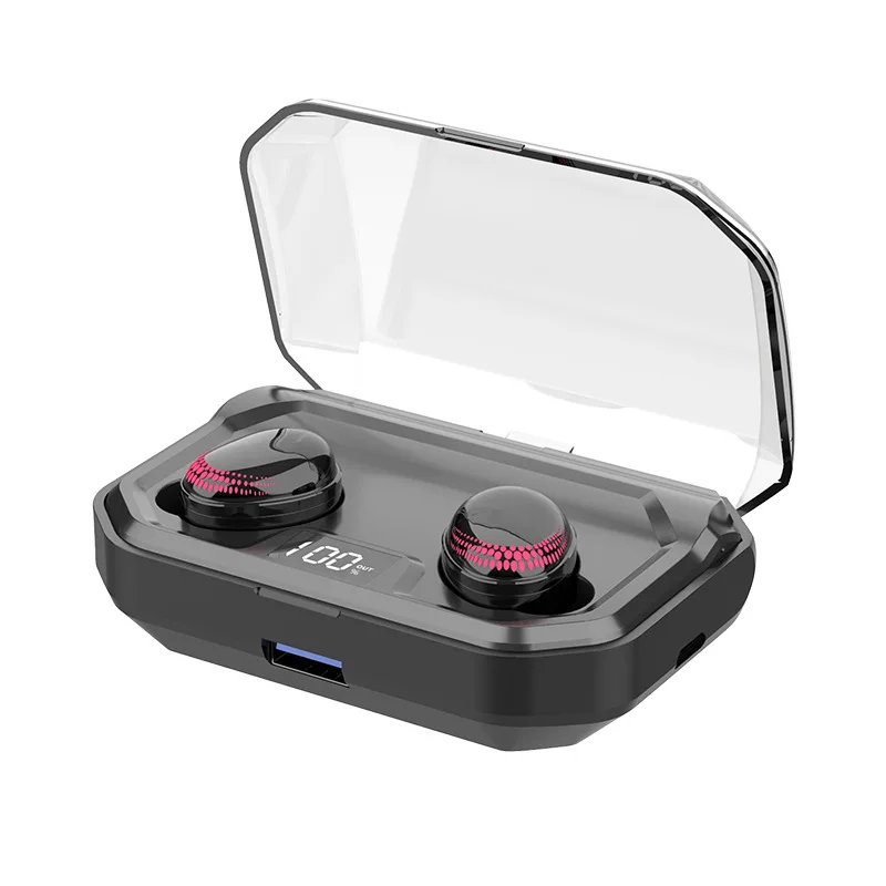 Оригинальные TWS X10 двойные наушники Bluetooth V5.0 CVC 8,0 шум отмена без задержки игровая музыка настоящий динамический бас стерео гарнитура - Color: Black