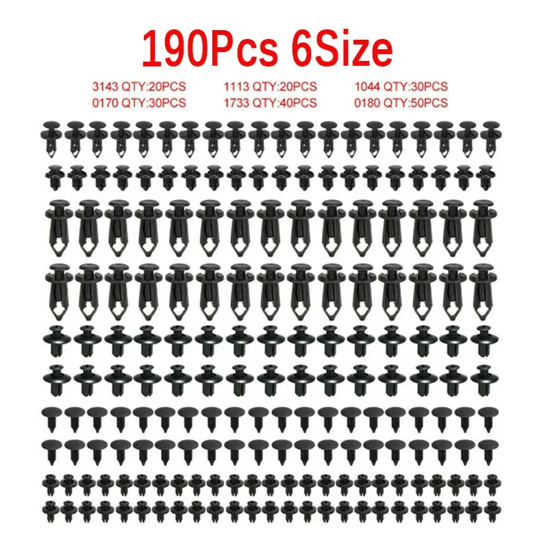 

190Pcs Fender Rivet Clips Fastener Plastic Rivet For Door Trim Fenders Bumpers Shields Side Skirts Grilles Car Rivets Clips