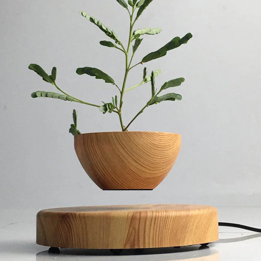 Levitating Air Bonsai Pot Rotating Flower Planter Magnetic Levitation Suspension Flower Floating Pot Desk Home Office Decor