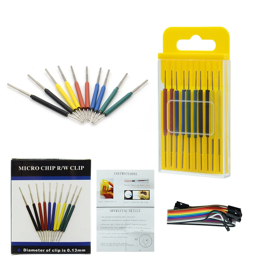 

Newest Micro IC clamp 10pcs/set SOP/SOIC/TSSOP/TSOP/SSOP/MSOP/PLCC/QFP /TQFP/LQFP/ SMD IC test chip pin mini chips adapter socke