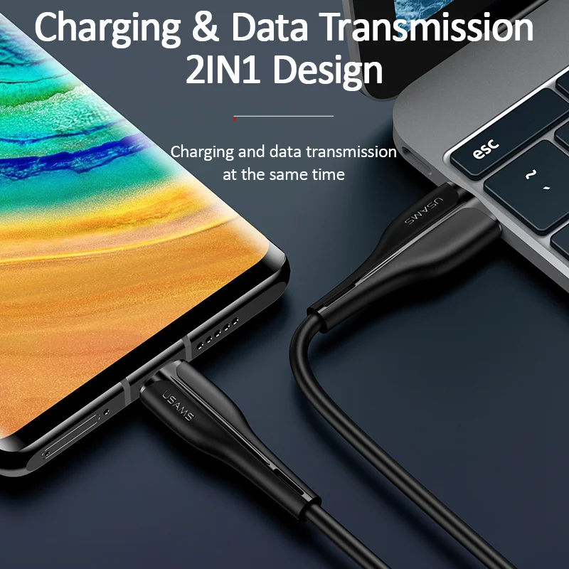 USAMS 5A usb type-C кабель для samsung huawei P30 Pro USB C мобильный телефон Быстрая зарядка зарядный кабель провод для Xiaomi type-C линия