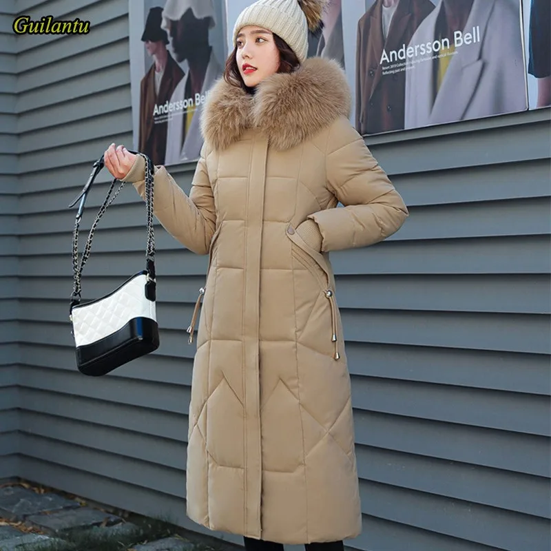 

Guilantu 2020 Winter X-long Coat Women Thick Down Cotton Padded Warm Parka Mujer Plus Size Slim Fur Collar Hooded Jacket Womens