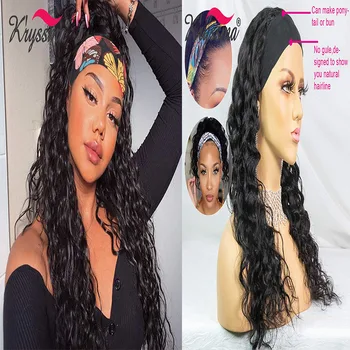 

Kryssma Curly Headband Wig 2020 new Hat wig Synthetic Wigs For Women Natural Black Headband Wigs Heat Resistant Fiber Hair Wig