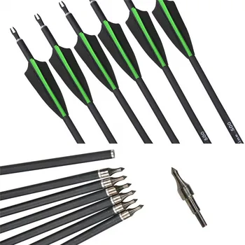 

12/24pcs 30.5inch Spine 500 Shooting Arrows Mixed Carbon Fiber Arrows Suitable For Composite Bow And Long Bow Archery Hunting