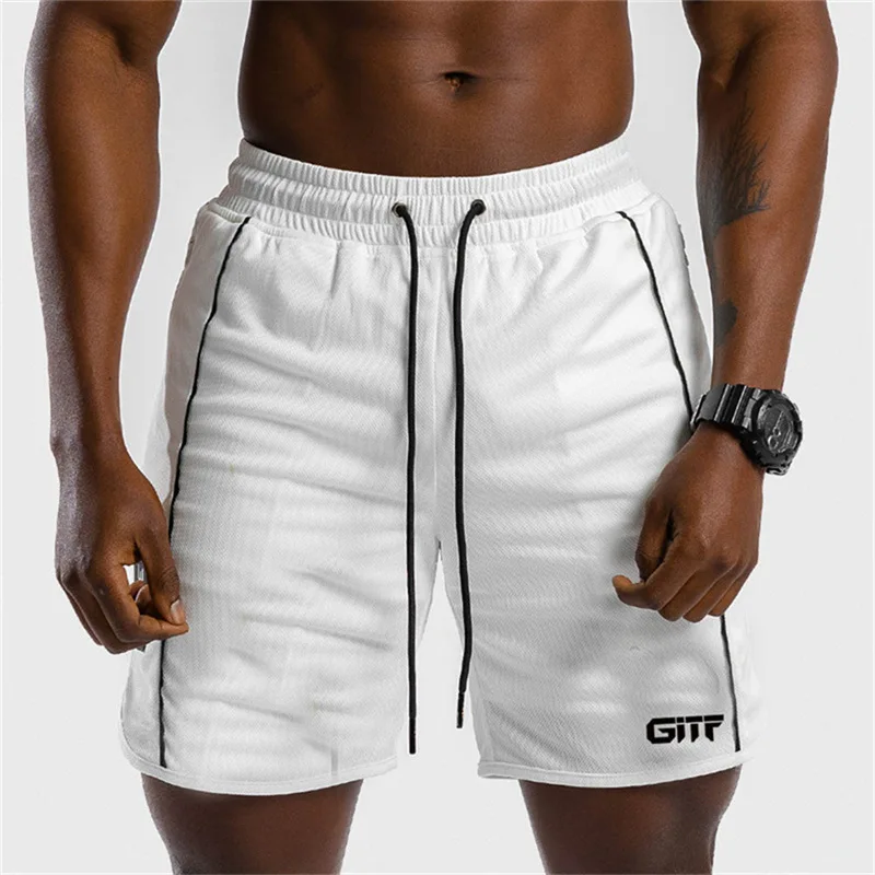 Новые летние фитнес мужские шорты кэжуал полосатая Спортивная одежда короткие тренировочные штаны Jogger Дышащие Модные брендовые