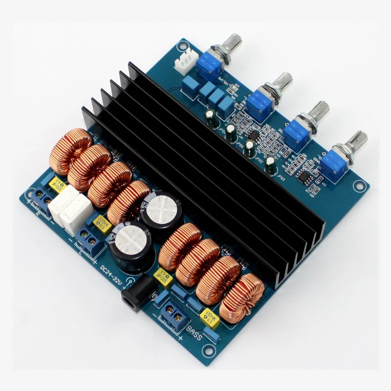 2*100W+200W TDA7498 power stereo subwoofer amplifier board audio 2.1 Class D Hifi TL072 preamplifier 2*2200UF amp for speakers