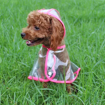 

Dog Raincoat Teddy Bichon Pomeranian Law Bucket Cat Supplies Summer Transparent Small and Medium-sized Dogs Spring and Autumn Pe