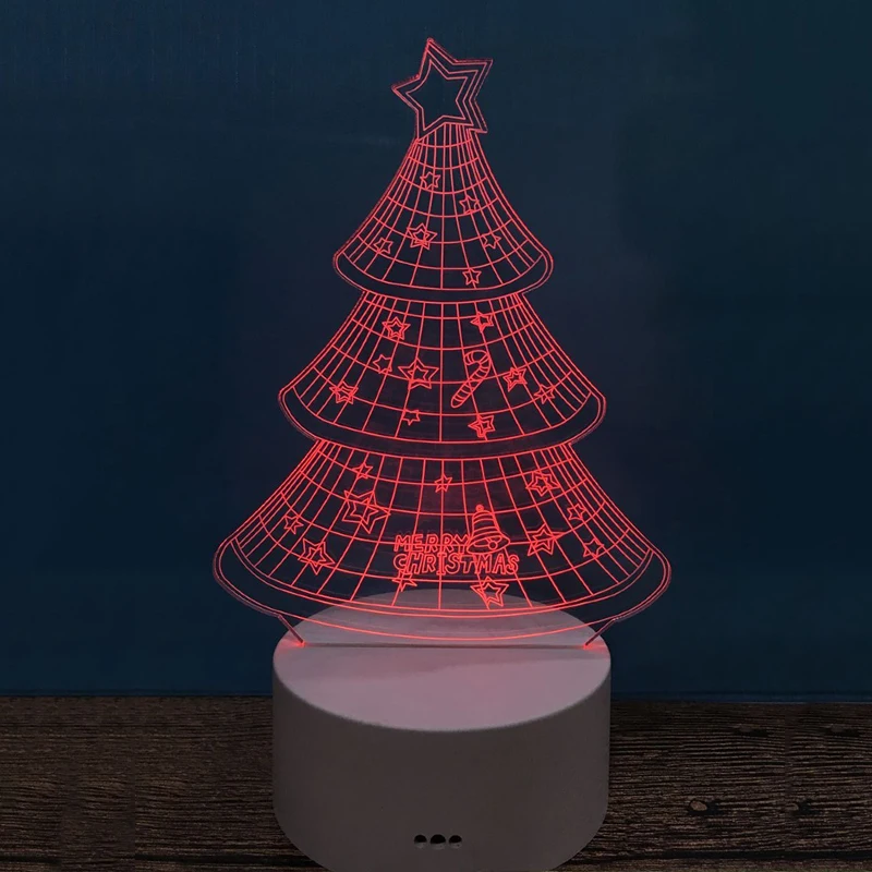3D Светодиодная лампа для рождественской елки иллюзия RGB Ночная настольная
