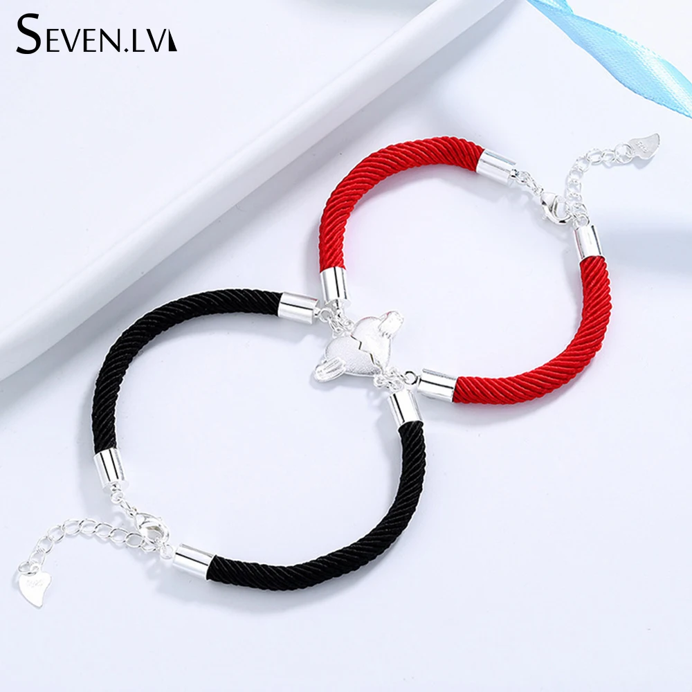 2pcs / set magnet attracts pendant Couple Bracelet heartbreak Charm Jewelry  Lucky Red Rope Bracelets Lover Gift for women men - AliExpress