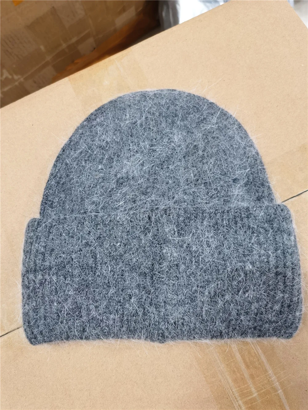 2021 Fashion Fabbit Fur Soft Warm Fluffy Winter Hat for women Angora Knitted Hat skullies beanies Female bonnet woman knit Cap skully with brim