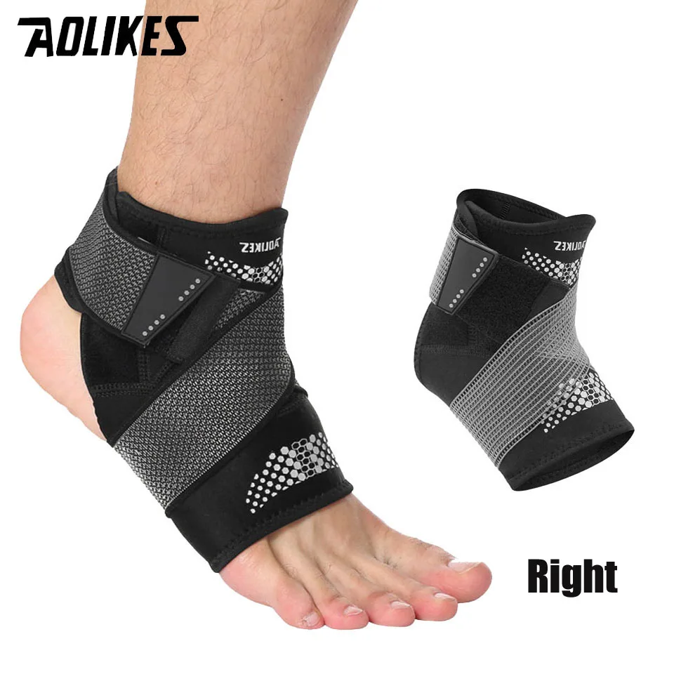 Silver Right AOLIKES; регулируемый коврик для поддержки лодыжки, эластичный бандаж, фиксатор лодыжки, защита растяжения, обертывание от травм, пяточная площадка для баскетбола - Цвет: Silver Right