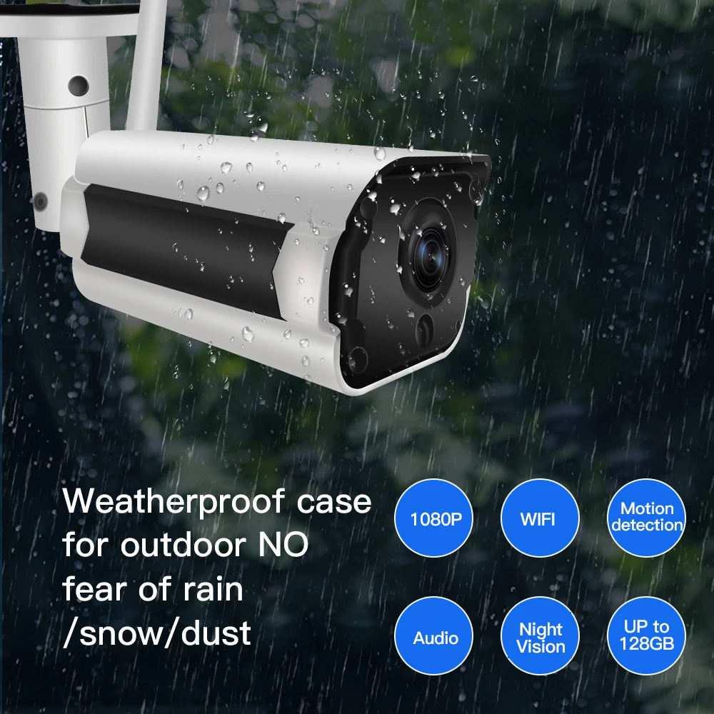 SDETER 1080P Беспроводная IP камера наружная видеонаблюдения Wi Fi цилиндрическая