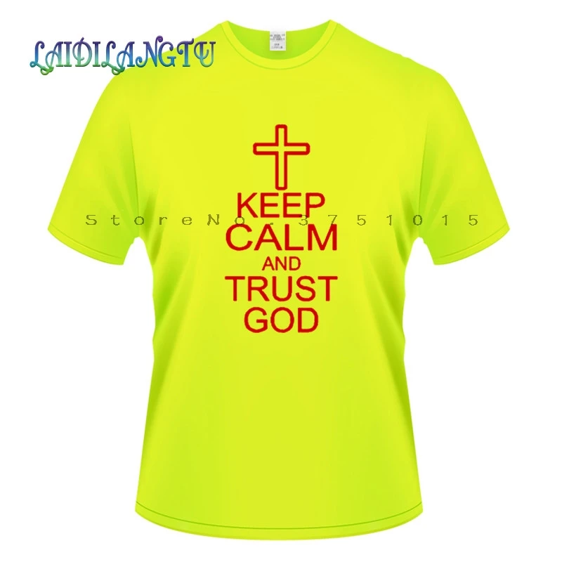 Fluorescent green Мужская одежда мужские футболки летняя сохраняющая спокойствие и доверие Бог Иисус религиозный крест негабаритная футболка хип хоп Забавные футболки - Цвет: Fluorescent green