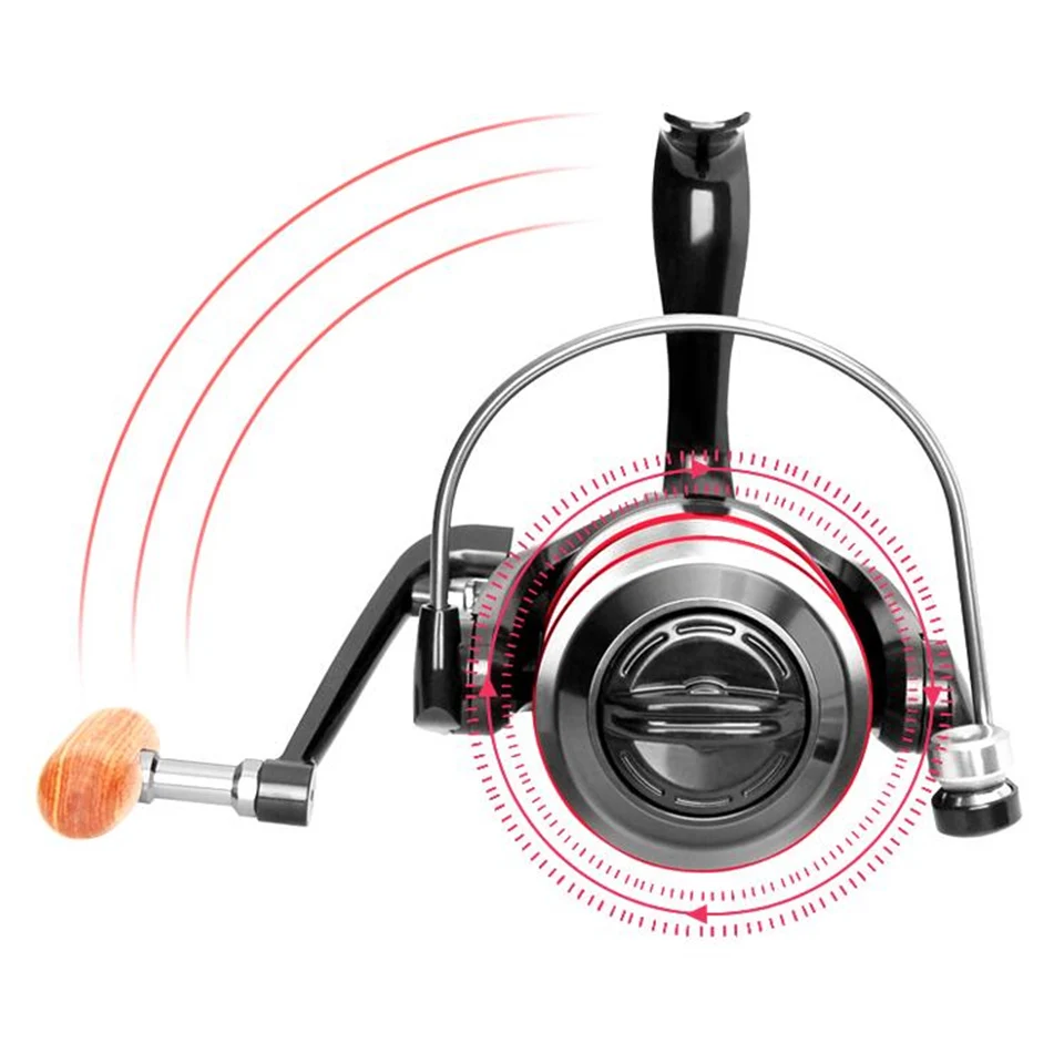 Fishing Reel Metal Spool Spinning Reel 8kg/17.6lb Drag 500-7000 Series Ball Bearings 12+1BB Durable Enhance Fishing Wheel