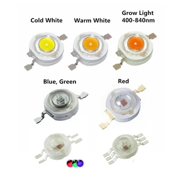 

10-1000Pcs CREE 1W 3W High Power LED Chip COB lamp Bulb Diodes White Red Green Blue Full Spectrum UV Light Beads Grow Aquarium