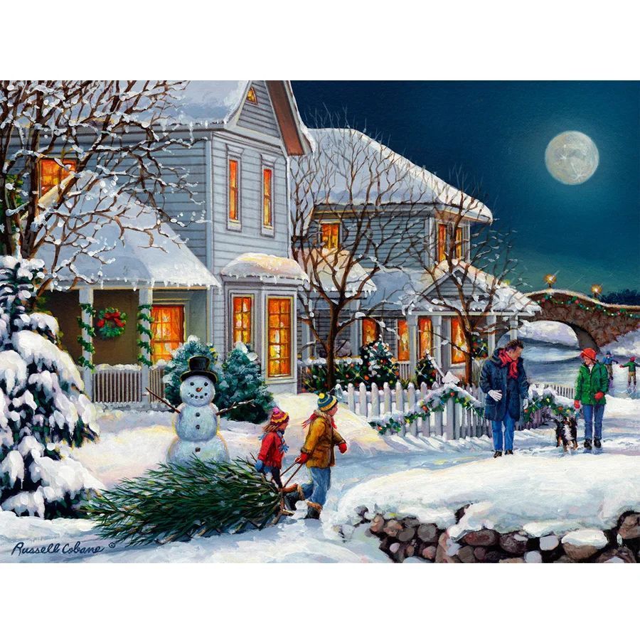 diy diamond painting winter night scenery 5d mosaic embroidery sale house Full Square Round drill craft supplies decor AA2285 | Дом и сад