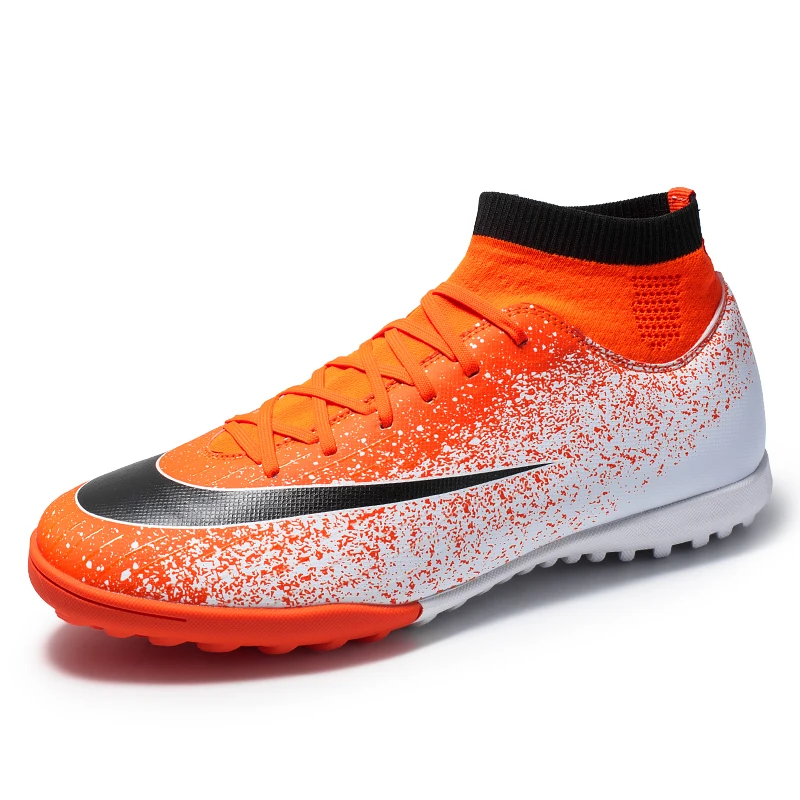 Мужская футбольная обувь Fury CR7 XII VII Elite FG Soccer Cleats уличные футбольные бутсы Messi Superfly VI 360 Elite FG высокие сапоги - Цвет: Оранжевый