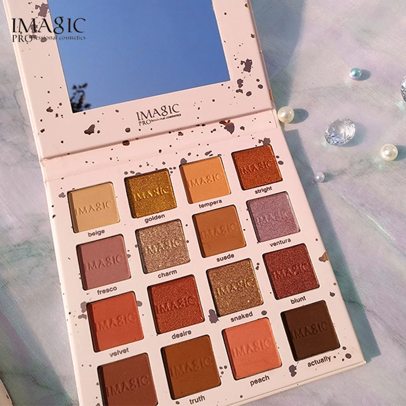 Billige IMAGIC Neue Shimmer Lidschatten 16 Farben Palette Matte Lidschatten Glitter Palette Make Up Set Schönheit