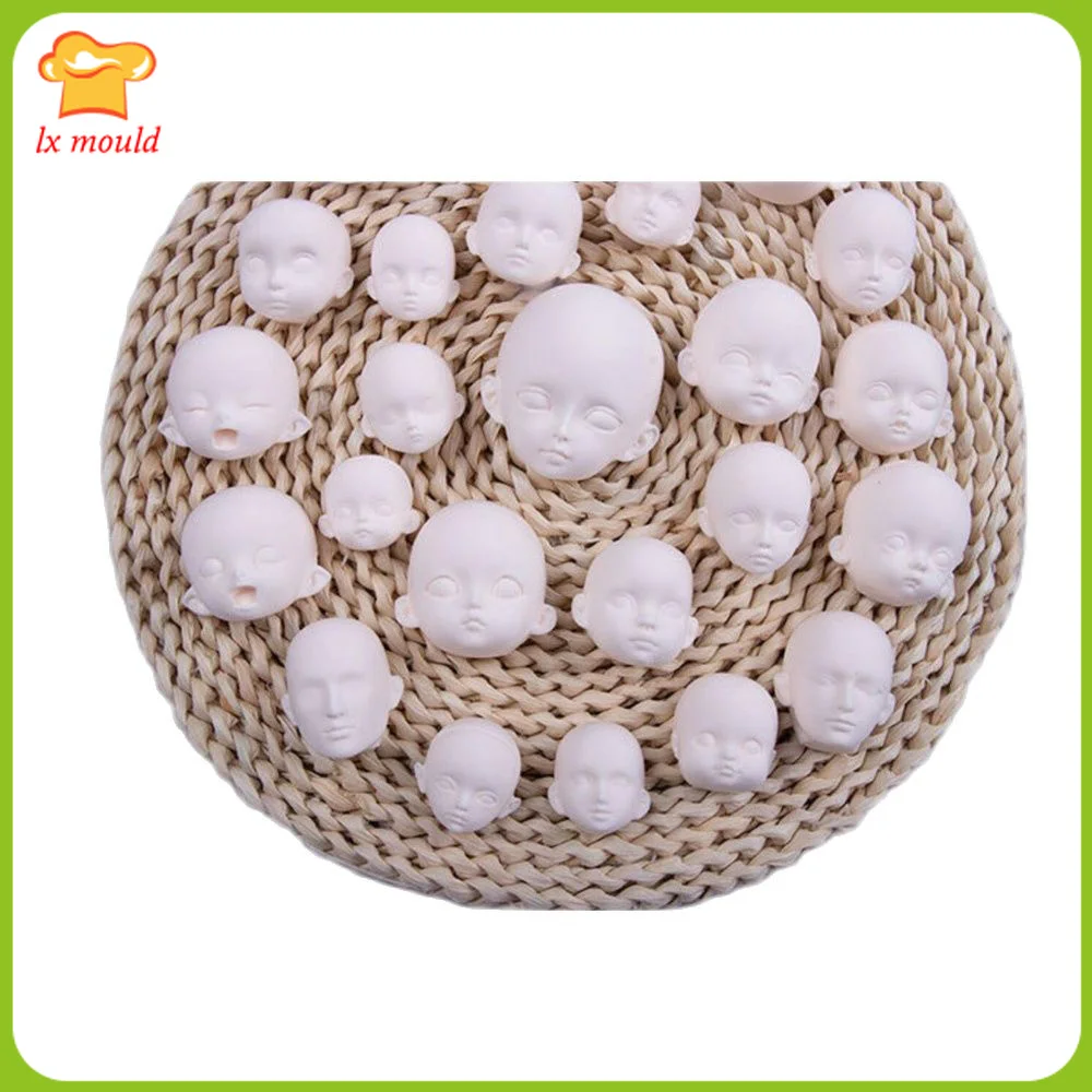 Clay Soft Pottery Figure Face Silicone Molds Doll Shape Mould Baby Face Fondant Moulds