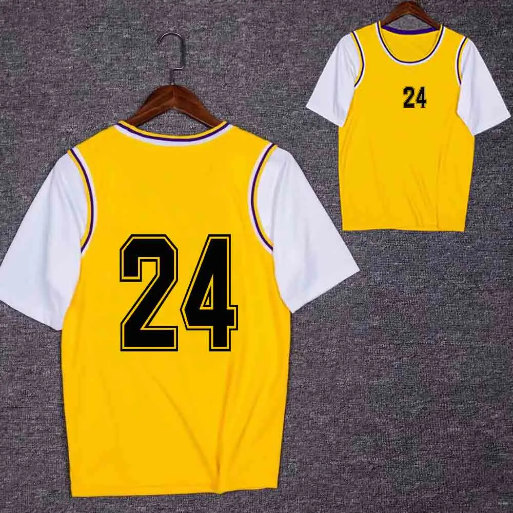Женские и мужские баскетбольные майки с коротким рукавом в стиле хип-хоп, повседневные свободные баскетбольные майки для колледжа, спортивные тренировочные футболки для бега - Цвет: Number 24
