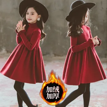 

teenage girls winter dresses long sleeve 2019 red kids clothes children costume ball gown princess