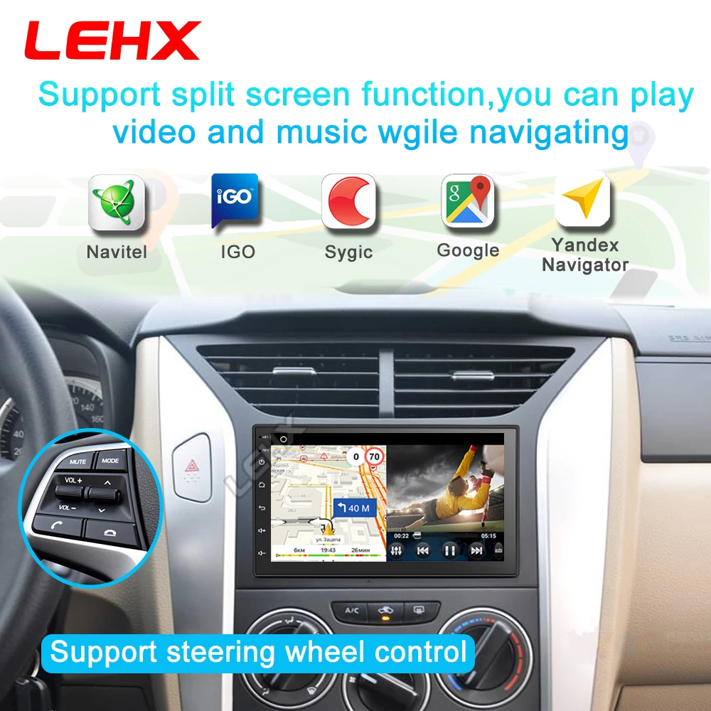 Автомобильный мультимедийный плеер 7 дюймов Android 9 0 GPS навигация Bluetooth USB сенсорный