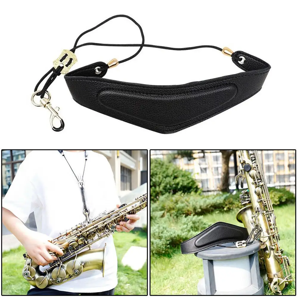 New Professional Saxophone Strap Neck Strap Adjustable Leather With Snap Hook Clasp Saxophone Accessories