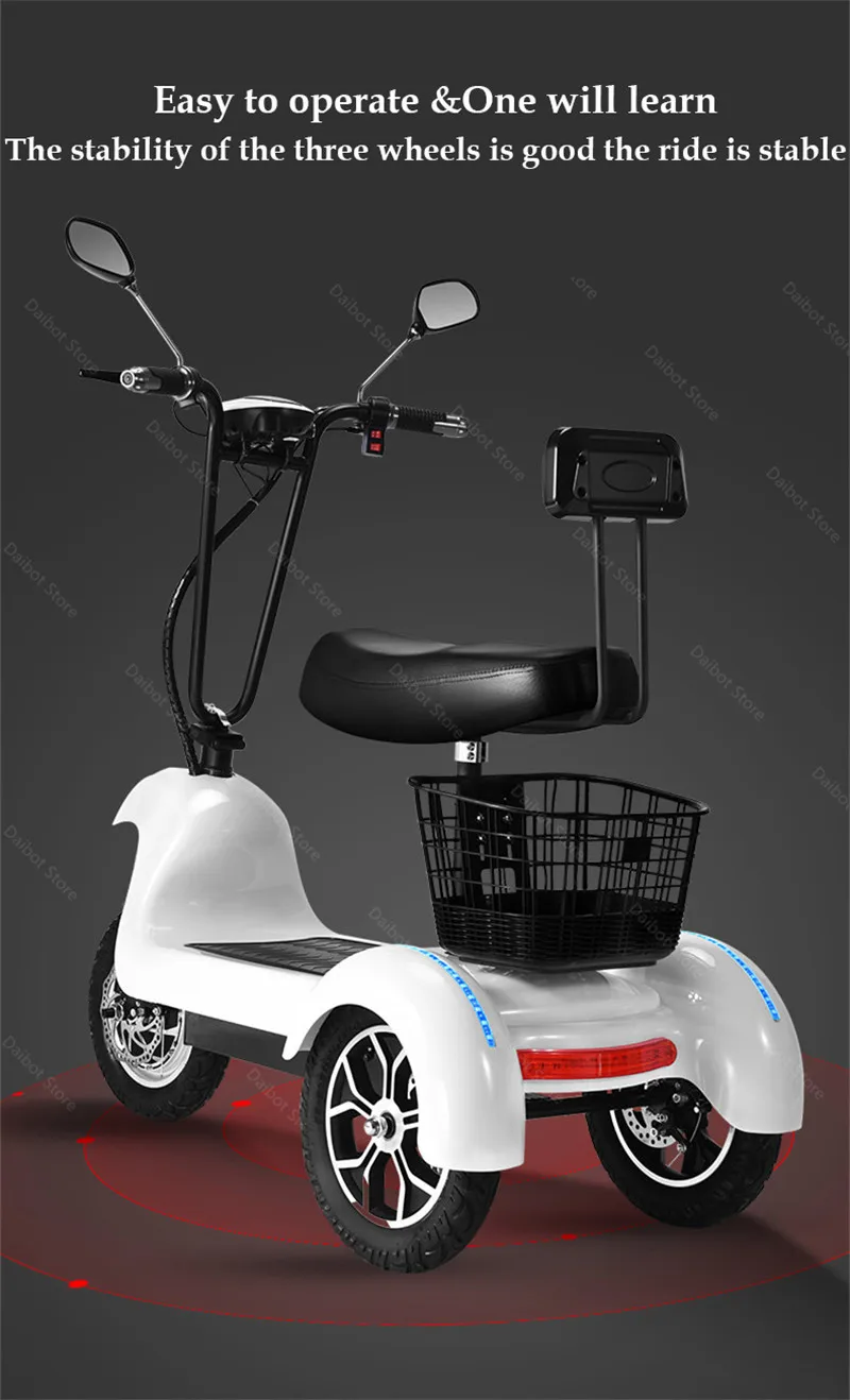 New 3 Wheel Electric Tricycle Three Wheels Electric Scooters 500W 48V Max Speed 35KMH Smart Electric Elderly Scooter (82)