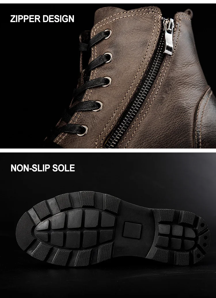 Дышащие мужские ботинки; зимние ботинки из натуральной кожи на меху; Мужская обувь; зимняя обувь martin; винтажные рабочие ботинки в байкерском стиле