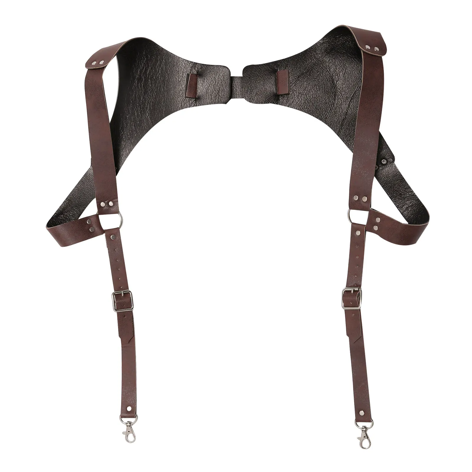 Vintage Medieval Renaissance Leather Suspender Mens Shoulder Harness Belt Gothic Punk Chest Muscle Belts Sexy Cosplay Costumes