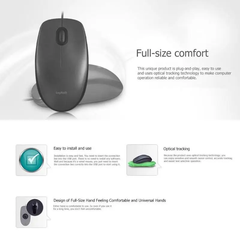 Logitech оригинальная проводная мышь M90 с USB эргономичный дизайн оптическая для
