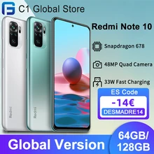 Versão global xiaomi redmi nota 10 celular 4gb ram 64gb/128gb rom snapdragon 678 octa núcleo 48mp quad câmera 33w
