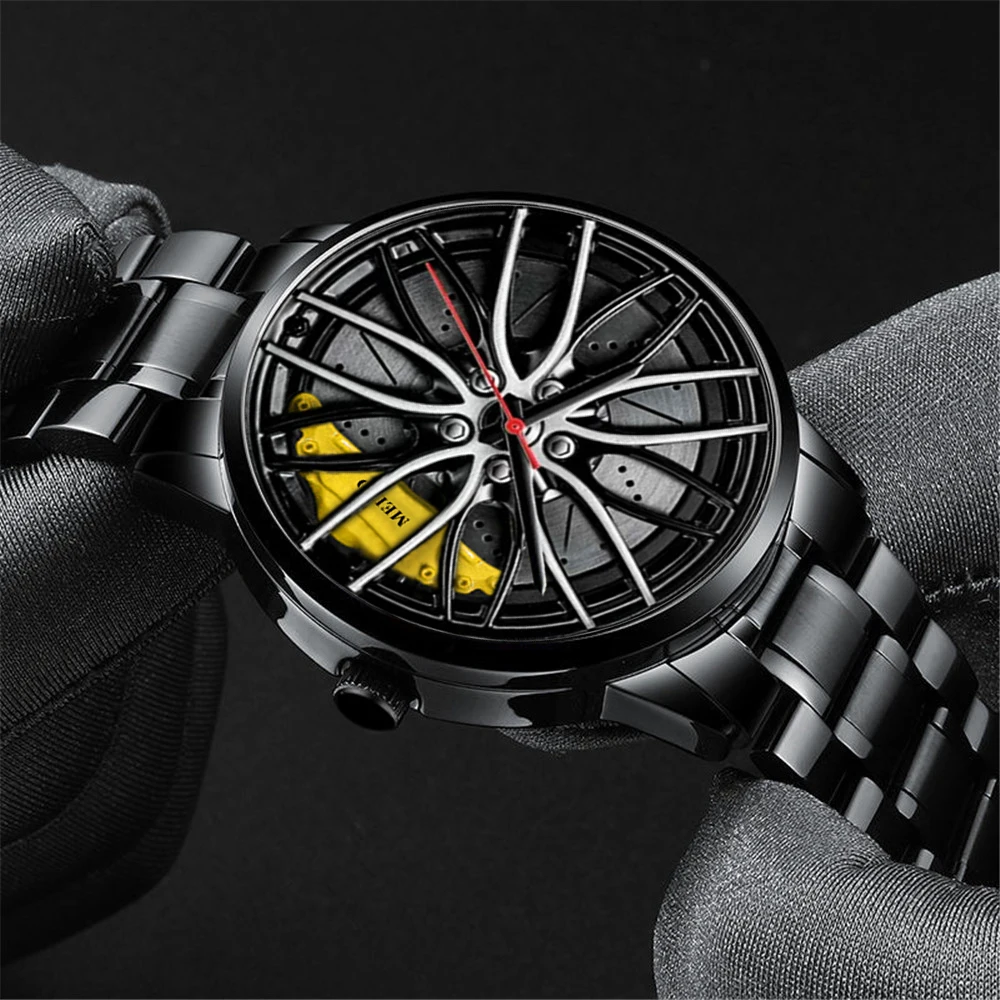 Mens Luxury Watches Sports Car Watches 3D Sport Rim Hub Wheel Wristwatch Car Quartz Men's Watches Creative Relogio Masculino