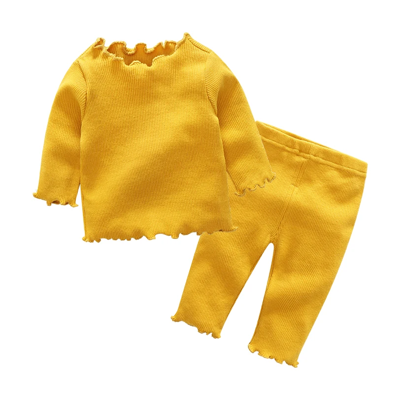 Newborn Baby Clothing Set Knitted Solid Tops+Pants 2Pcs Set For Bebes Infant Baby Boys Girls Clothes Suits Outfits A0035