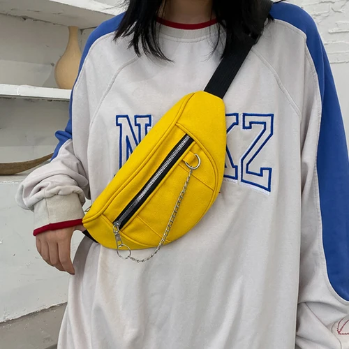 여성용 체인 허리 가방, 여성용 캔버스 패니 팩, 패션 여행 머니 폰 가슴 바나나 가방, 여성 범 벨트 가방, 새로운 디자이너 4